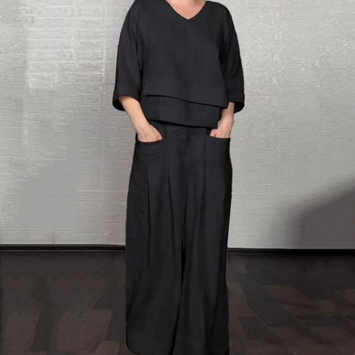 Ensemble deux pièces décontracté avec ourlet irrégulier